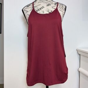 SPALDING | Women's Red Plum Shirred Side High Neck Tank Top